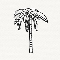 Palm tree sticker, cute line art collage element psd