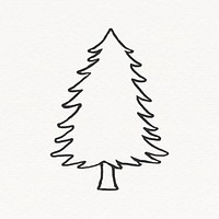 Spruce tree sticker, cute line art collage element vector