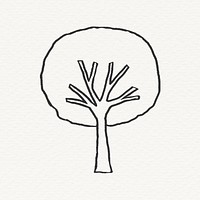 Aesthetic elm tree sticker, line art design psd