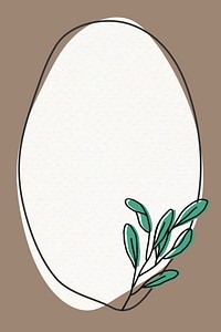 Brown botanical sage frame, line art design psd