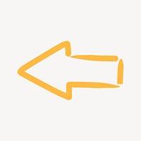 Cute orange arrow illustration, simple hand drawn design vector