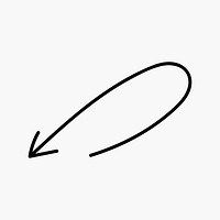 Cute black arrow illustration, simple hand drawn design psd