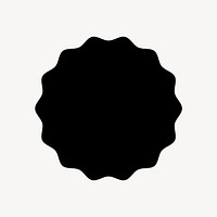 Minimal jagged circle sticker, simple black design shape on subtle color background vector