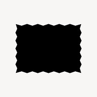 Jagged rectangle illustration, simple black design shape on white background