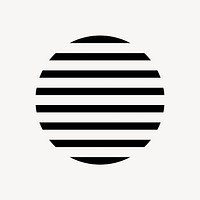 Minimal striped circle sticker, simple black design shape on subtle color background vector