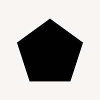 Simple black pentagon graphic, minimal form design on white background