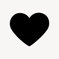 Black heart element, simple abstract shape design vector