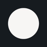 Simple white jagged circle graphic, minimal form design on black background