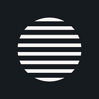 Striped circle sticker, minimal shape design on black background vector