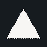White flat graphic jagged triangle illustration, simple shape design on black background