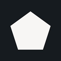 Geometric stickers, white pentagon simple design, on black background psd