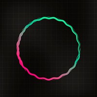 Color gradient jagged circle illustration, cute design on black background