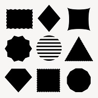 Geometric stickers, black shape simple design, on white background vector