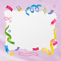 Cute festive frame background, colorful ribbon illustration psd