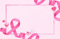 Pink ribbon frame, cute illustration, watercolor design