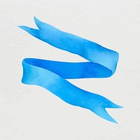 Blue ribbon clipart, watercolor design element vector