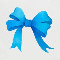 Bow collage element, blue watercolor design vector