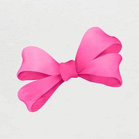 Bow collage element, pink watercolor design vector