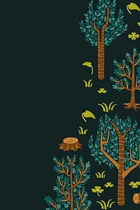 Forest border background, aesthetic nature illustration vector