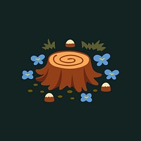 Tree stump clipart, aesthetic nature cartoon illustration vector