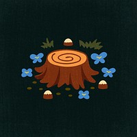 Tree stump clipart, aesthetic nature cartoon illustration