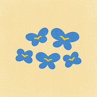 Blue flowers clipart, aesthetic nature cartoon illustration