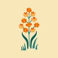 Orange flower clipart, aesthetic nature cartoon illustration vector
