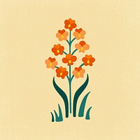 Orange flower sticker, aesthetic nature cartoon illustration psd