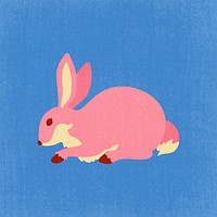 Pink rabbit clipart, cute animal cartoon illustration