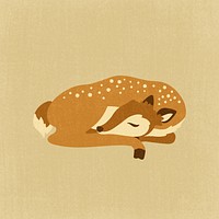 Sleeping deer clipart, cute animal cartoon illustration
