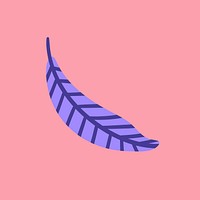 Purple aesthetic feather clipart, aesthetic cartoon illustration vector