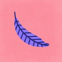 Purple aesthetic feather clipart, aesthetic cartoon illustration