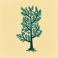 Tree sticker, aesthetic nature cartoon illustration psd