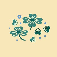 Clover leaf clipart, aesthetic nature cartoon illustration vector