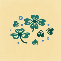 Clover leaf clipart, aesthetic nature cartoon illustration