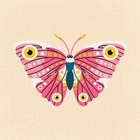 Pink butterfly clipart, animal cartoon illustration