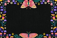 Butterfly frame background, aesthetic animal illustration psd