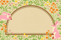 Rabbit frame background, cute animal illustration psd