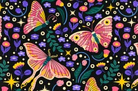 Colorful butterfly pattern background, animal illustration psd