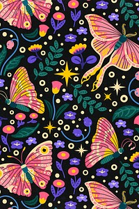 Aesthetic butterfly pattern background, animal illustration