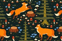 Fox seamless pattern background, fairytale animal cartoon vector