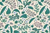 Vintage leaf seamless pattern background, fairytale nature cartoon vector