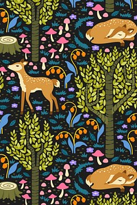 Colorful deer seamless pattern background, fairytale animal illustration vector