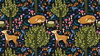 Deer pattern computer wallpaper, cute fairytale animal cartoon design