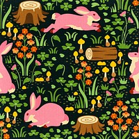 Fairytale forest seamless pattern background, colorful cartoon illustration psd