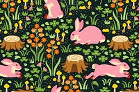 Rabbit seamless pattern background, fairytale animal illustration vector