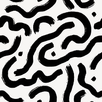 Black Memphis seamless pattern background, curl line design