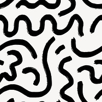 Squiggle seamless pattern background, black brush strokes psd