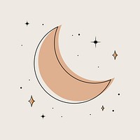 Crescent sticker, aesthetic beige design vector