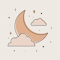 Crescent sticker, aesthetic beige design psd